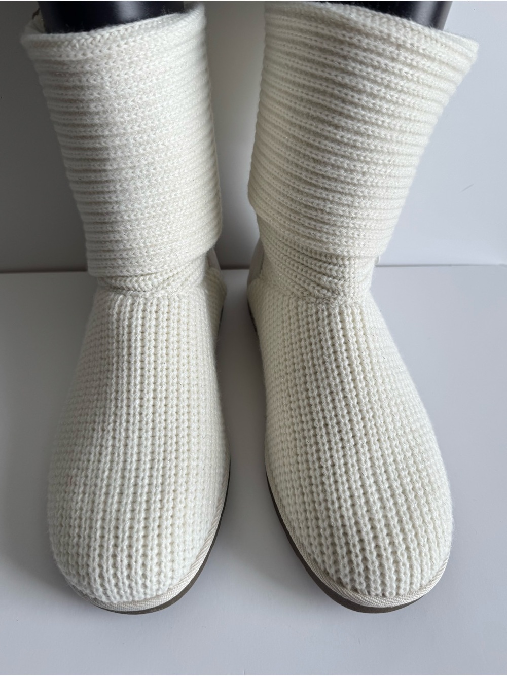 SO Cream Knit Ankle Booties with Side Zip
